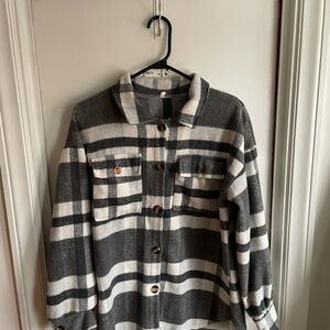 Gray and White Plaid Shacket